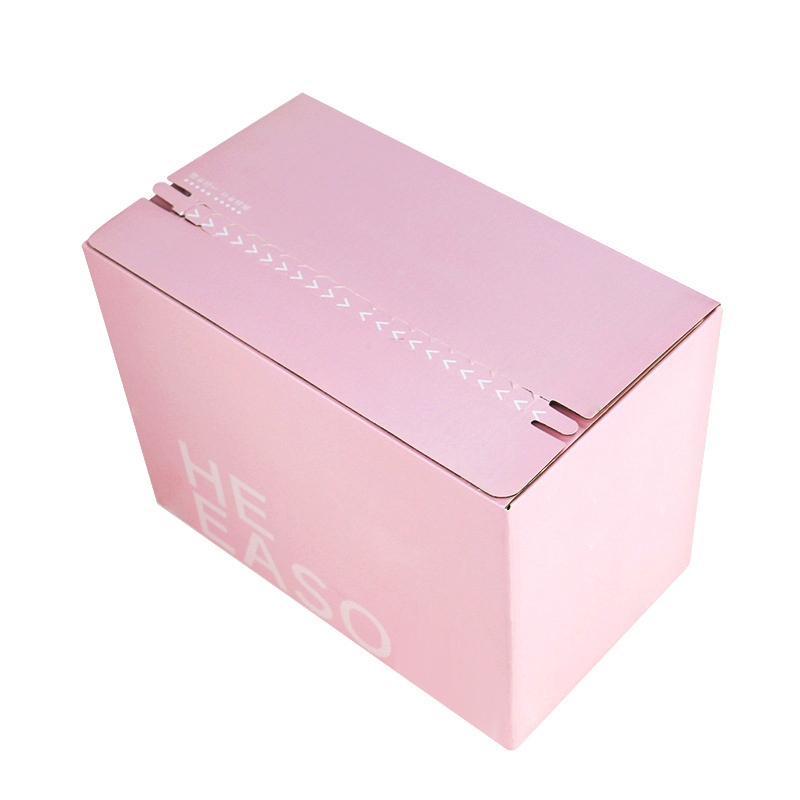 Pink tearable cosmetic corrugated packaging box Custom mail packaging box