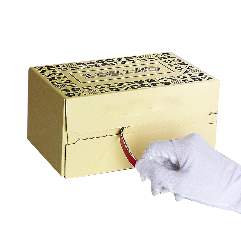 Yellow tear-off gift box Custom corrugated packaging tear-off box