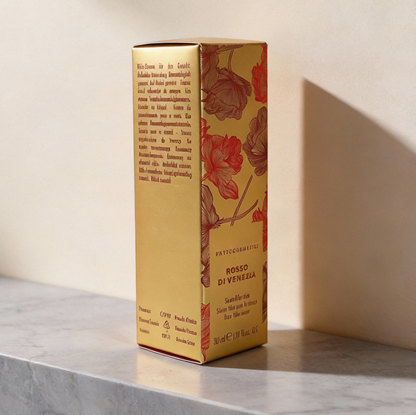 Luxury Gold Metallic Cosmetic Packaging Boxes with Floral Print – Custom Premium Beauty Cartons